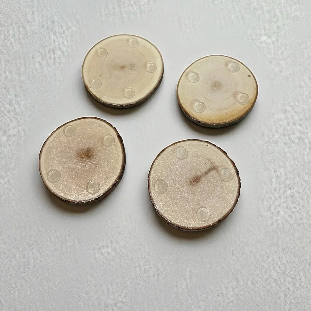 4 Handmade Coasters Brown and Blue with Flowers